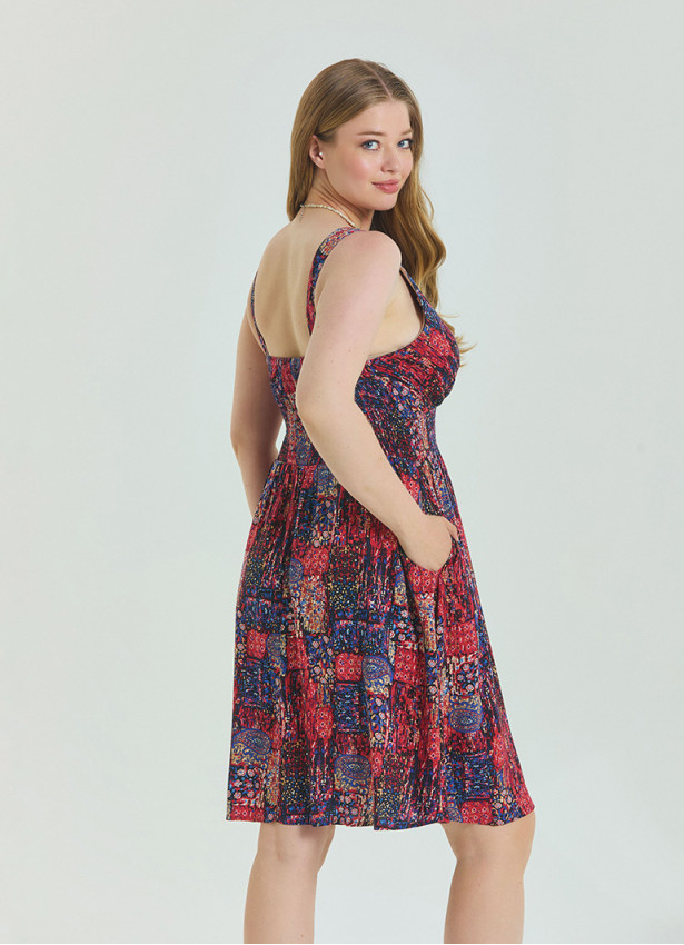 V Neck Robe Red Plus Size Dress 4588